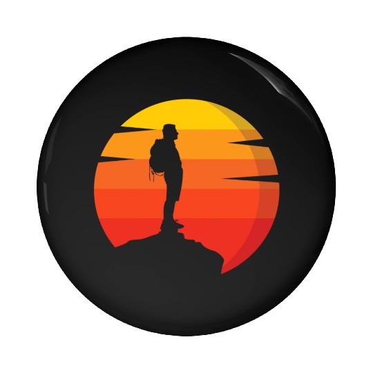 Retro Sun Mountain Hiking Climbing Nature Pin Buttons