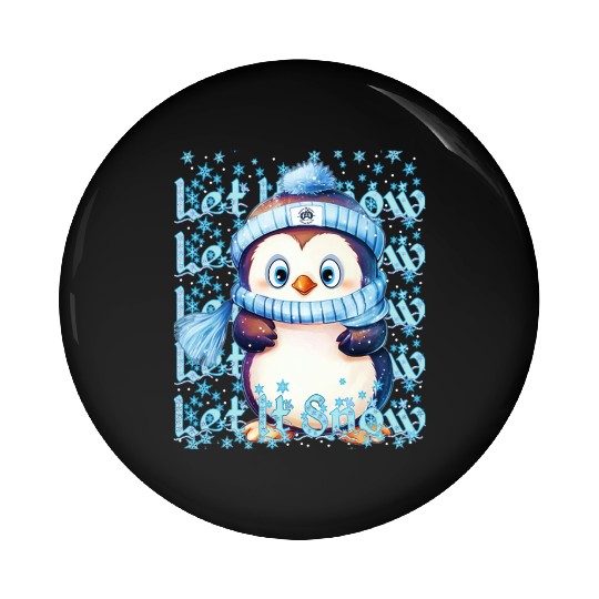 Let it Snow Winter Penguin Pin Buttons