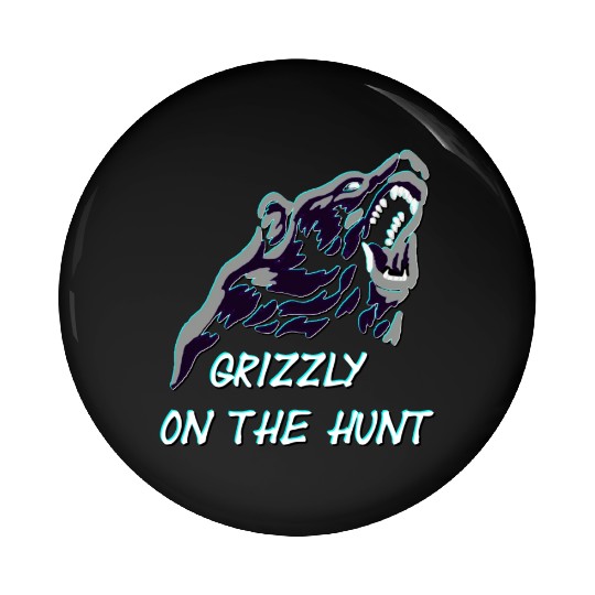 Grizzly On The Hunt Pin Buttons