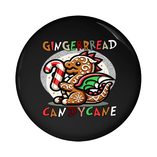 Gingerbread & Candy Cane - A Gingerbread Dragon Pin Buttons
