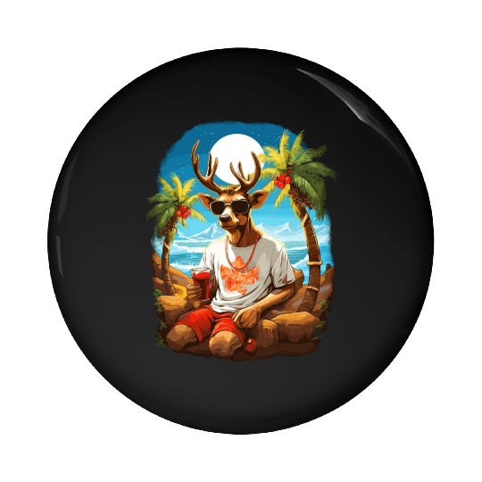 Tropical Reindeer Holiday Escape Pin Buttons