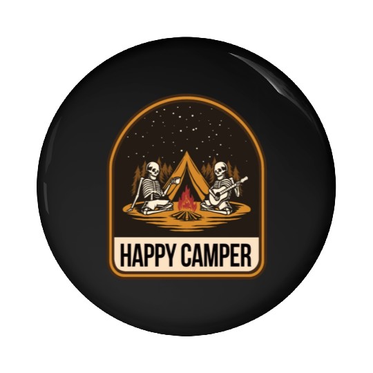 Happy Camper Skeleton Campfire Tent Pin Buttons