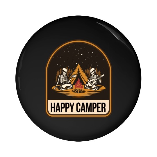 Happy Camper Skeleton Campfire Tent Pin Buttons