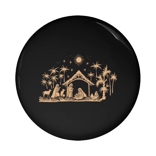Nativity Scene with Mary Joseph Baby Jesus Pin Buttons