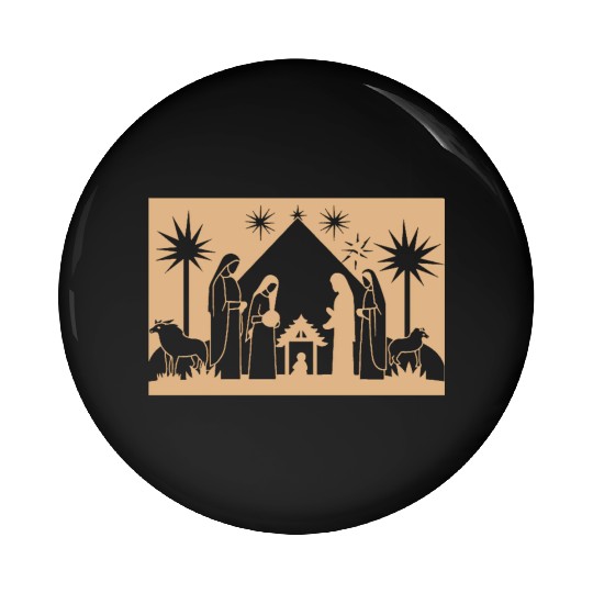 Nativity Scene with Mary Joseph Baby Jesus Pin Buttons