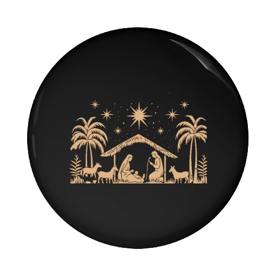 Nativity Scene with Mary Joseph Baby Jesus Pin Buttons