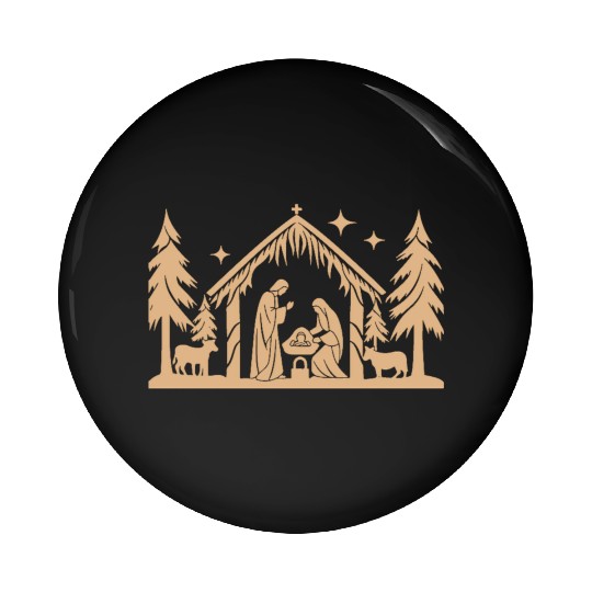 Nativity Scene with Mary Joseph Baby Jesus Pin Buttons