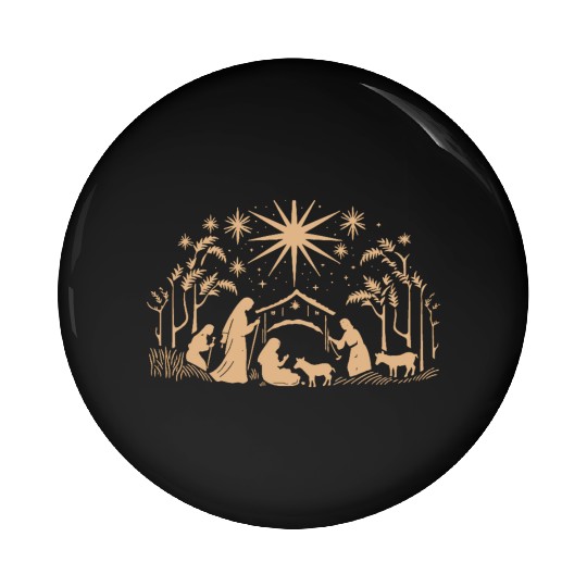 Nativity Scene with Mary Joseph Baby Jesus Pin Buttons
