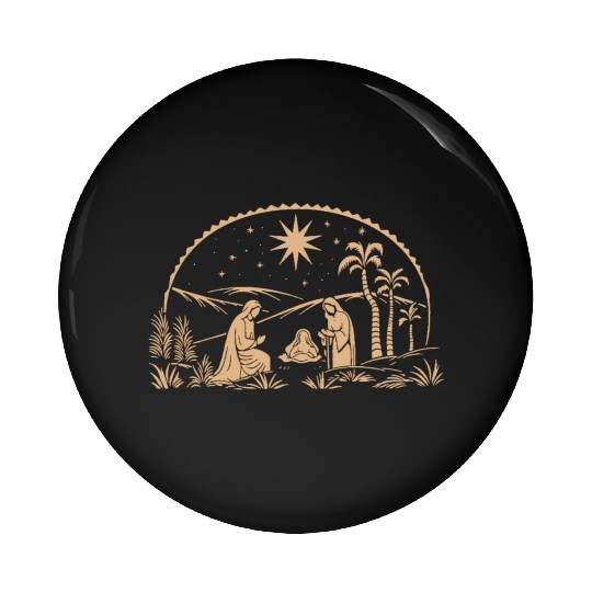 Nativity Scene with Mary Joseph Baby Jesus Pin Buttons