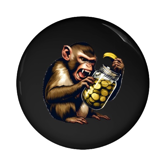 Angry monkey with cucumber jar Pin Buttons