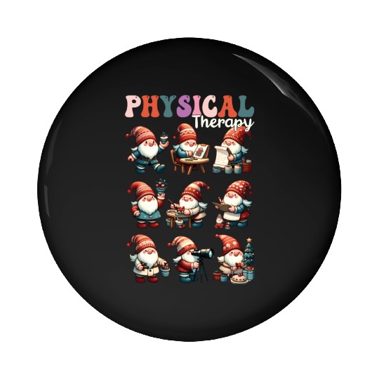 Christmas Gnome Santa Physical Therapy Xmas Pin Buttons