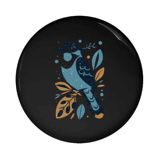 Blue Jay Bird Pin Buttons