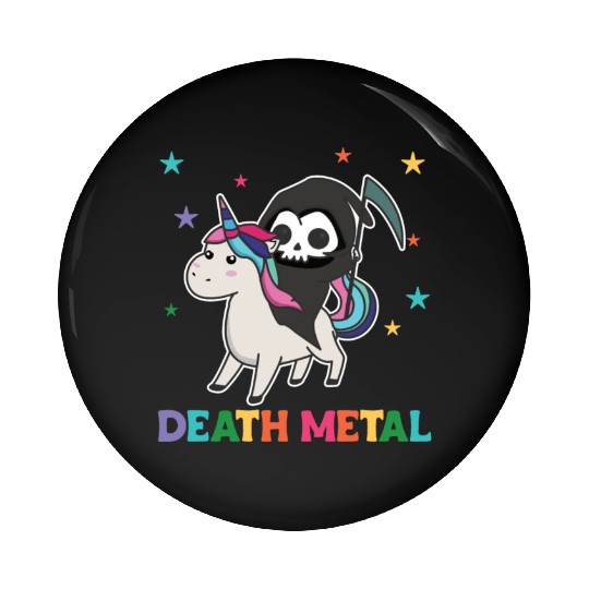 Death Metal - Death Riding Unicorn Funny Unicorn Pin Buttons