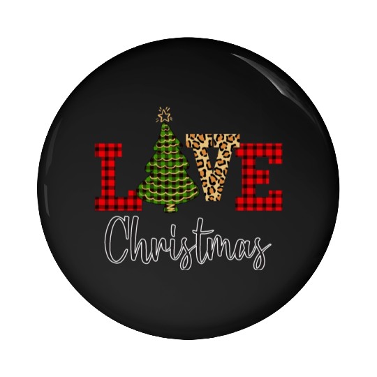 Green Buffalo Plaid Christmas Tree Pin Buttons