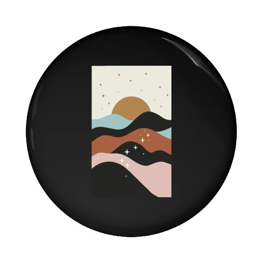 Boho Mountains Moon and Stars Pin Buttons