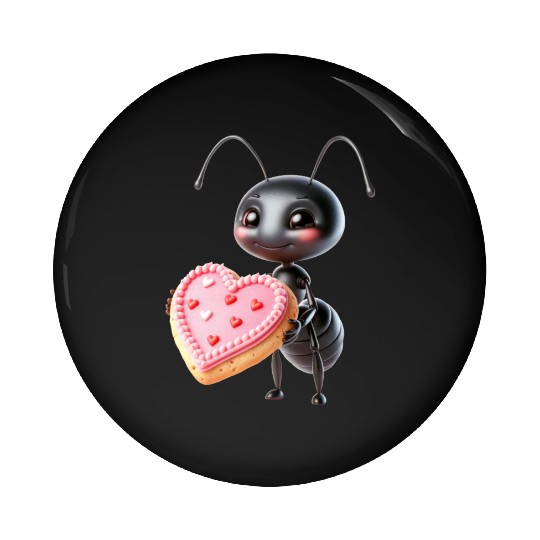 Ant With Heart Cookie Valentine's Day Greeting Pin Buttons