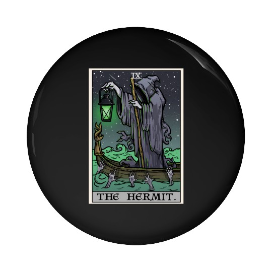 The Hermit Tarot Card Gothic Halloween Grim Reaper Pin Buttons