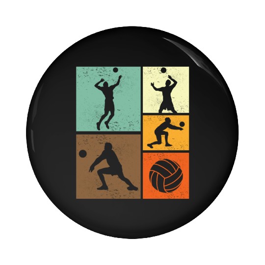 Volleyball Retro Vintage Volleyball Player Pin Buttons