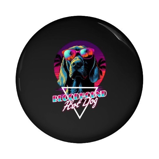 Retro Wave Bloodhound Hot Dog Pin Buttons
