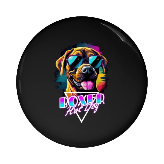 Retro Wave Boxer Hot Dog Pin Buttons
