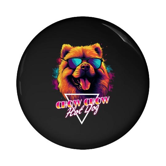 Retro Wave Chow Chow Hot Dog Pin Buttons