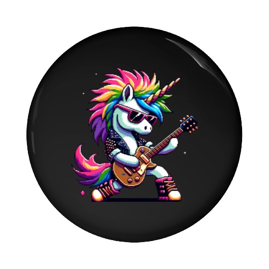 Pixel Punk Rock Unicorn Pin Buttons