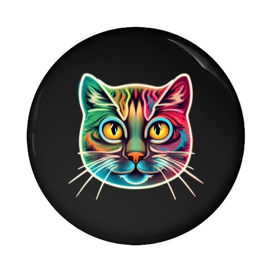 cat face neon design Pin Buttons