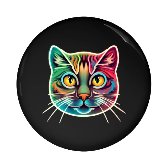 cat face neon design Pin Buttons