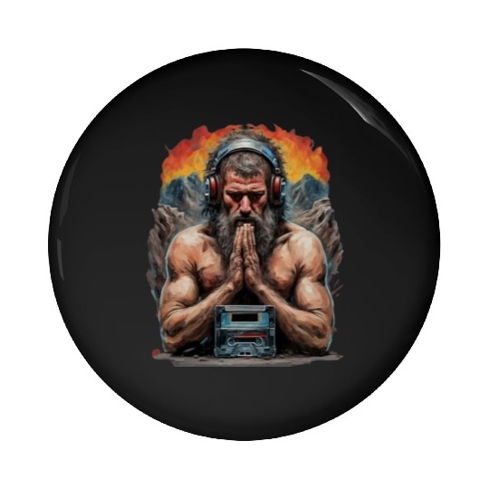 Groovy Stone Age: The Caveman in Beats Ritual Pin Buttons