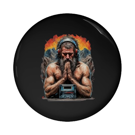 Groovy Stone Age: The Caveman in Beats Ritual Pin Buttons