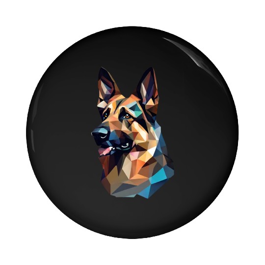 German shepherd dog, German dog, polygon art Pin Buttons