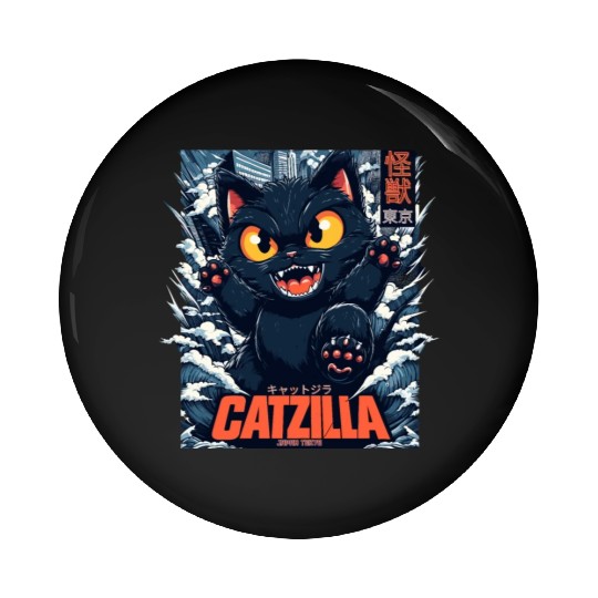 Kaiju Catzilla in Japan Tokyo Pin Buttons