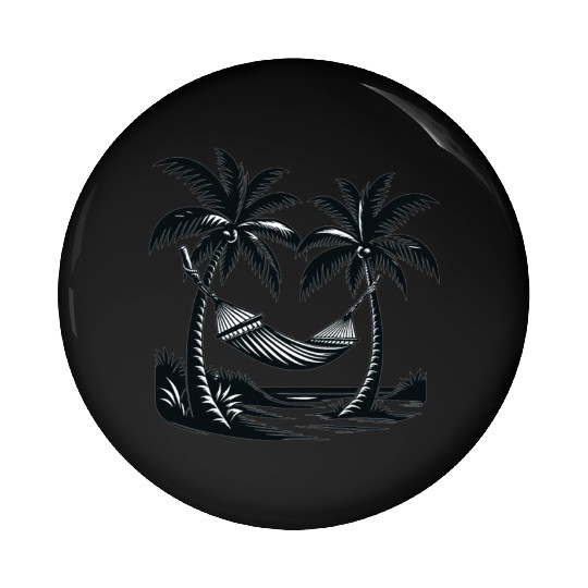Tropical beach with hammock Pin Buttons