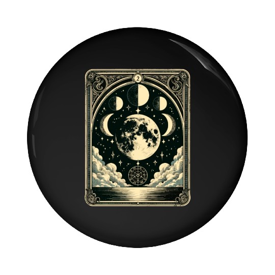 Tarot Card Vintage Moon Phase Astrology Tarot Pin Buttons