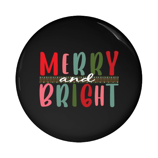 Womens Merry and Bright Christmas Tree Pin Buttons