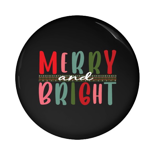 Womens Merry and Bright Christmas Tree Pin Buttons