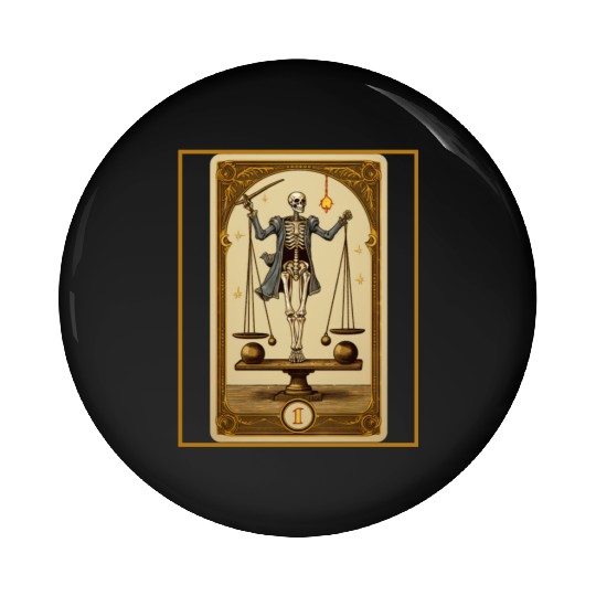 Planking Tarot Card Skeleton Balance Scale Core Pin Buttons