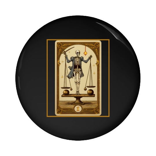 Planking Tarot Card Skeleton Balance Scale Core Pin Buttons