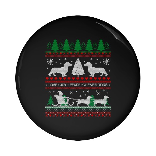 Dachshund Lover Funny Holiday Ugly Christmas Theme Pin Buttons