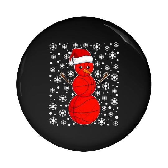 Snowman Basketball Fan Christmas Time Winter Pin Buttons