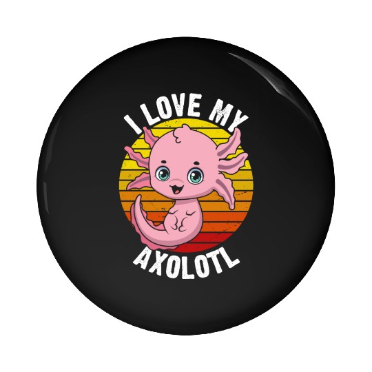 I Love My Axolotl in Retro Pin Buttons