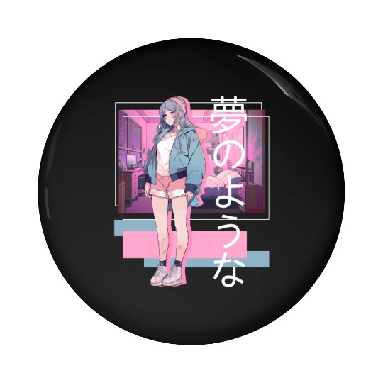 Kawaii Anime Lofi Girl Retro Japanese Soft Girl Ae Pin Buttons