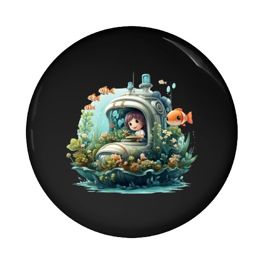 A delightful kawaii book submarine exploring Pin Buttons