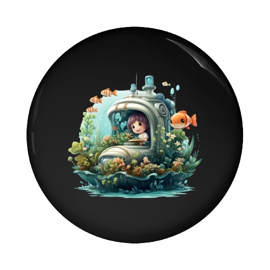 A delightful kawaii book submarine exploring Pin Buttons