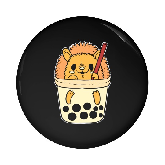 Boba Tea Hedgehog Pet Lover Gift Pin Buttons