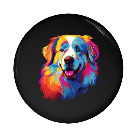 Watercolor Colorful Great Pyrenees Pin Buttons