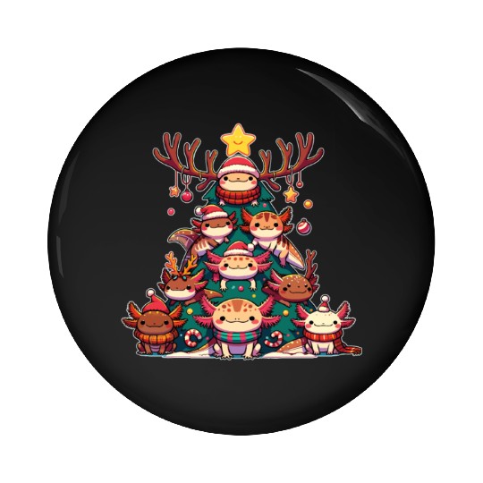 Axolotl Christmas Tree Merry Christmas Pin Buttons