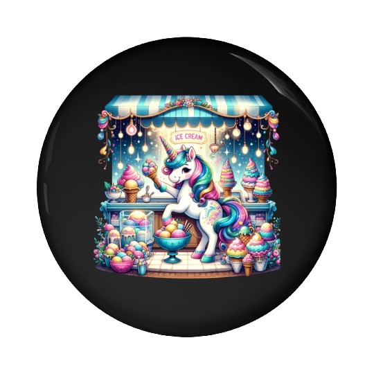 Unicorn Ice Cream Vendor Pin Buttons