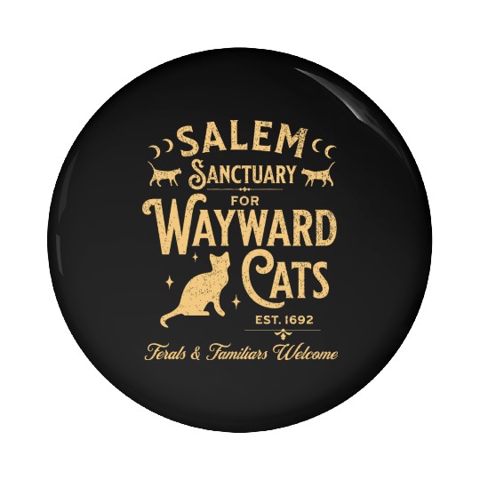 Salem Sanctuary for Wayward Cats Black Pin Buttons