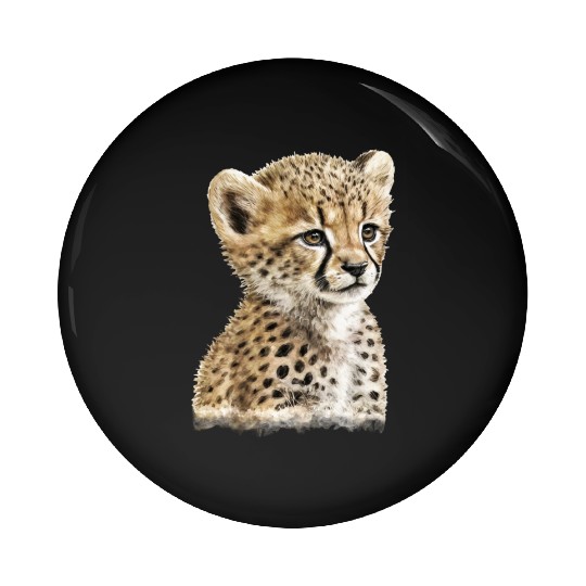 Baby Cheetah Watercolor Painting Portrait Pin Buttons